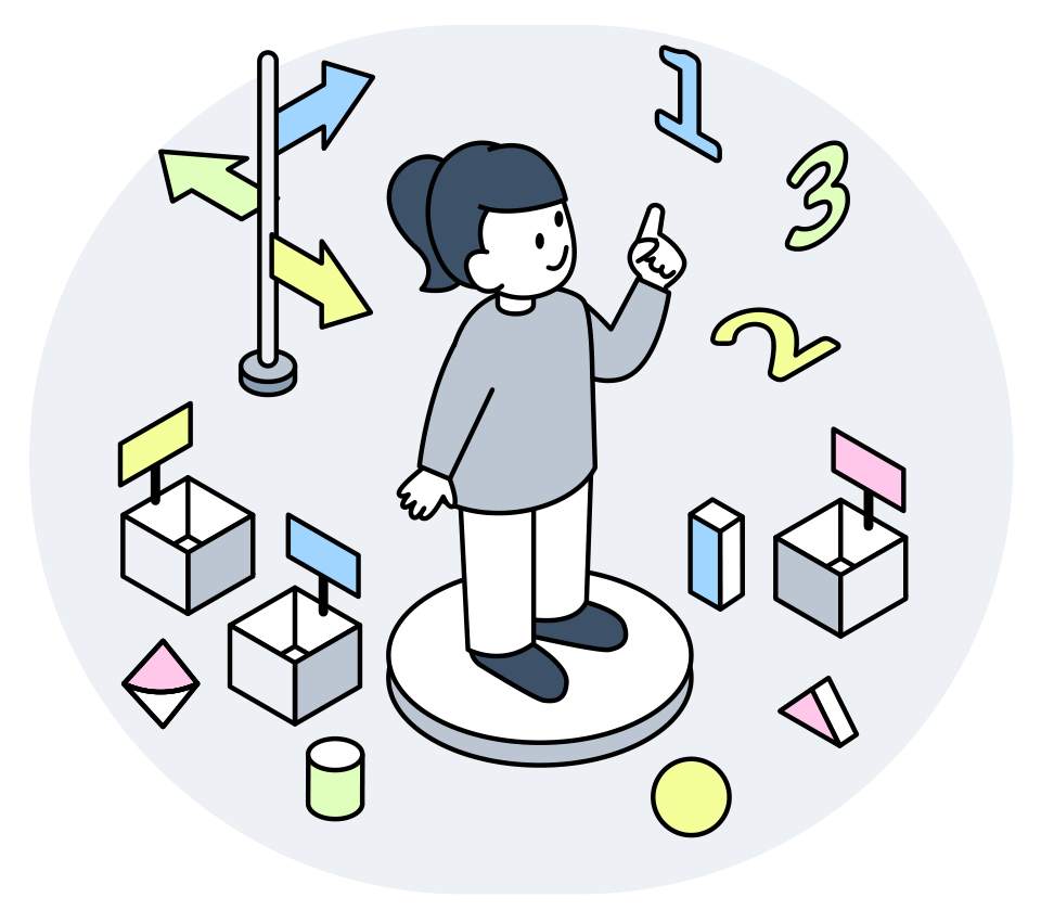 優先順位を考え、仕事を整理する人のイラスト