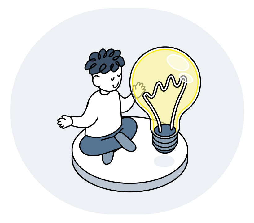 電球を手にしてアイデアを思いつく人
