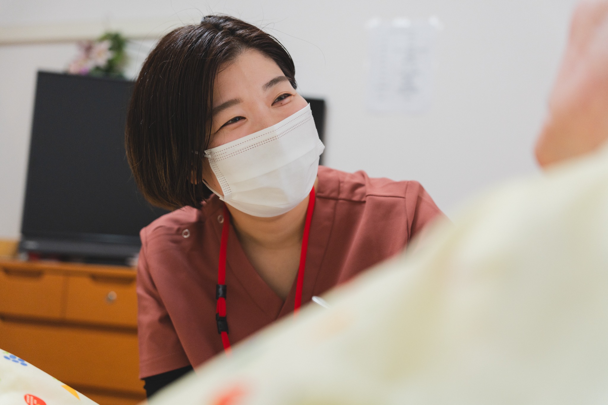 利用者さまに笑顔で向き合う、えるの職員